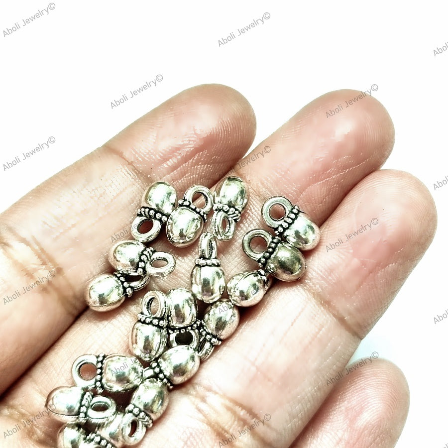 German silver ball dangle beads metal dangles jhumki 9 x 5 mm pendant charms latkan metal beads GSDB15 10 gm