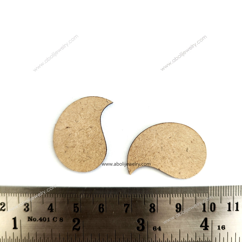 Paisley MDF Base for earrings mango shaped MDF for fabric jewellery EMDFB16 2 pcs