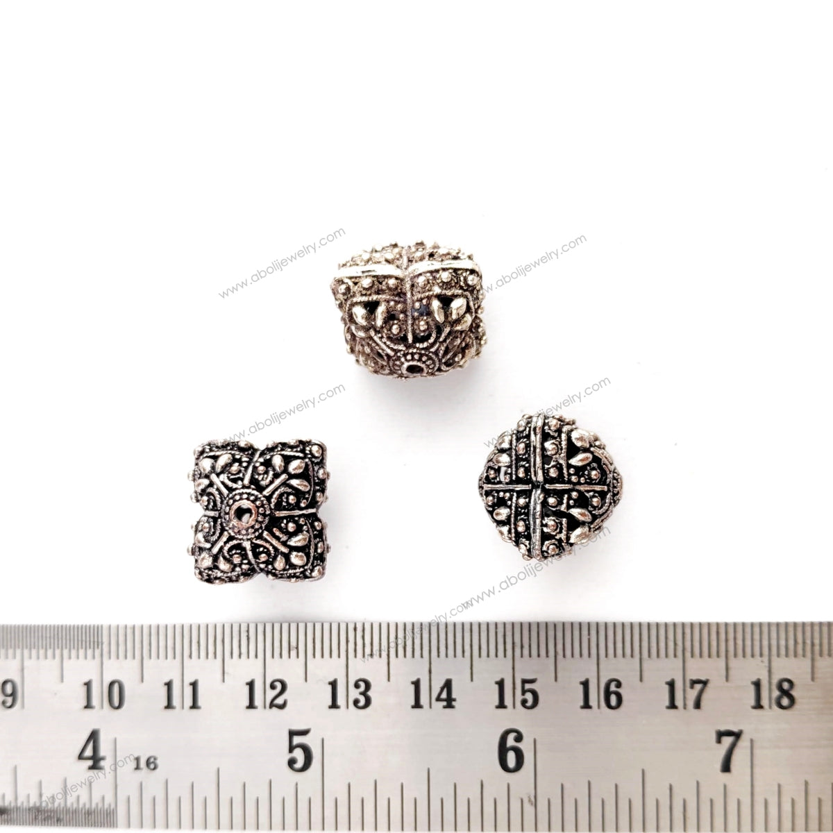 Oxidized silver filigree beads Brass beads 16 x 15 mm FBBS2 1 bead