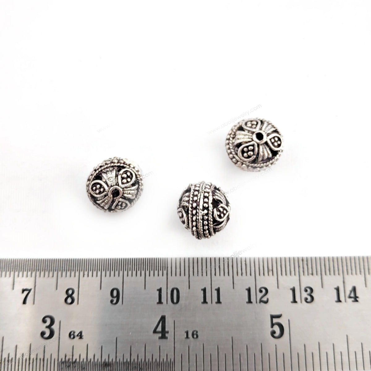 Oxidized silver beads Metal filigree Brass beads 14 x 12 mm FBBS8 1 bead