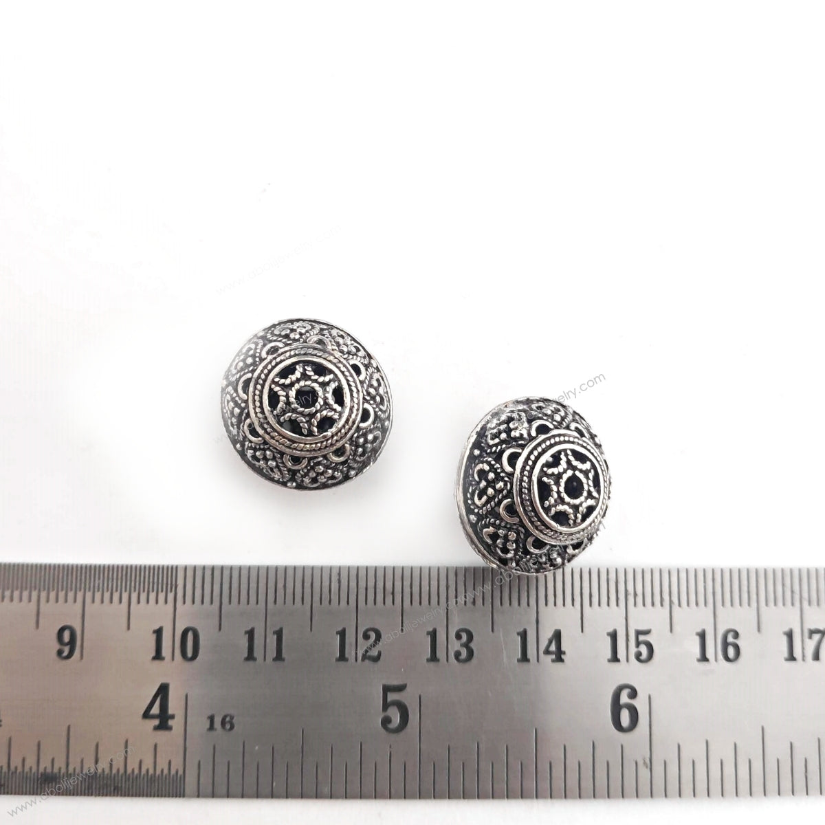 Oxidized silver beads 18 x 16 mm filigree brass bead FBBS11 1 bead