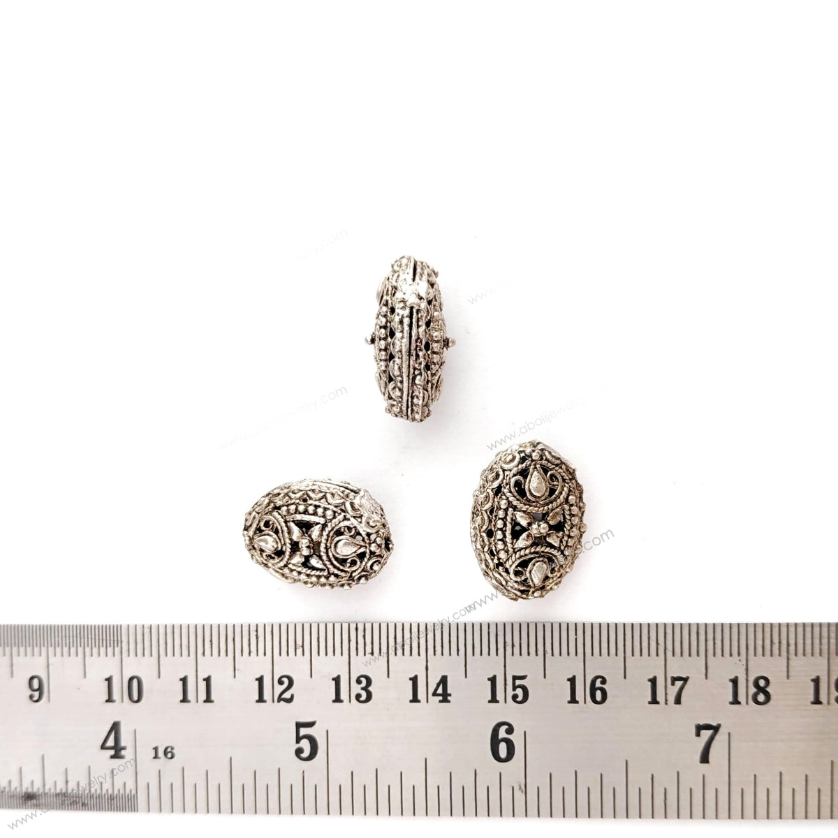 Oxidized silver filigree beads Metal flat oval Brass beads 20 x 15 mm FBBS3 1 bead
