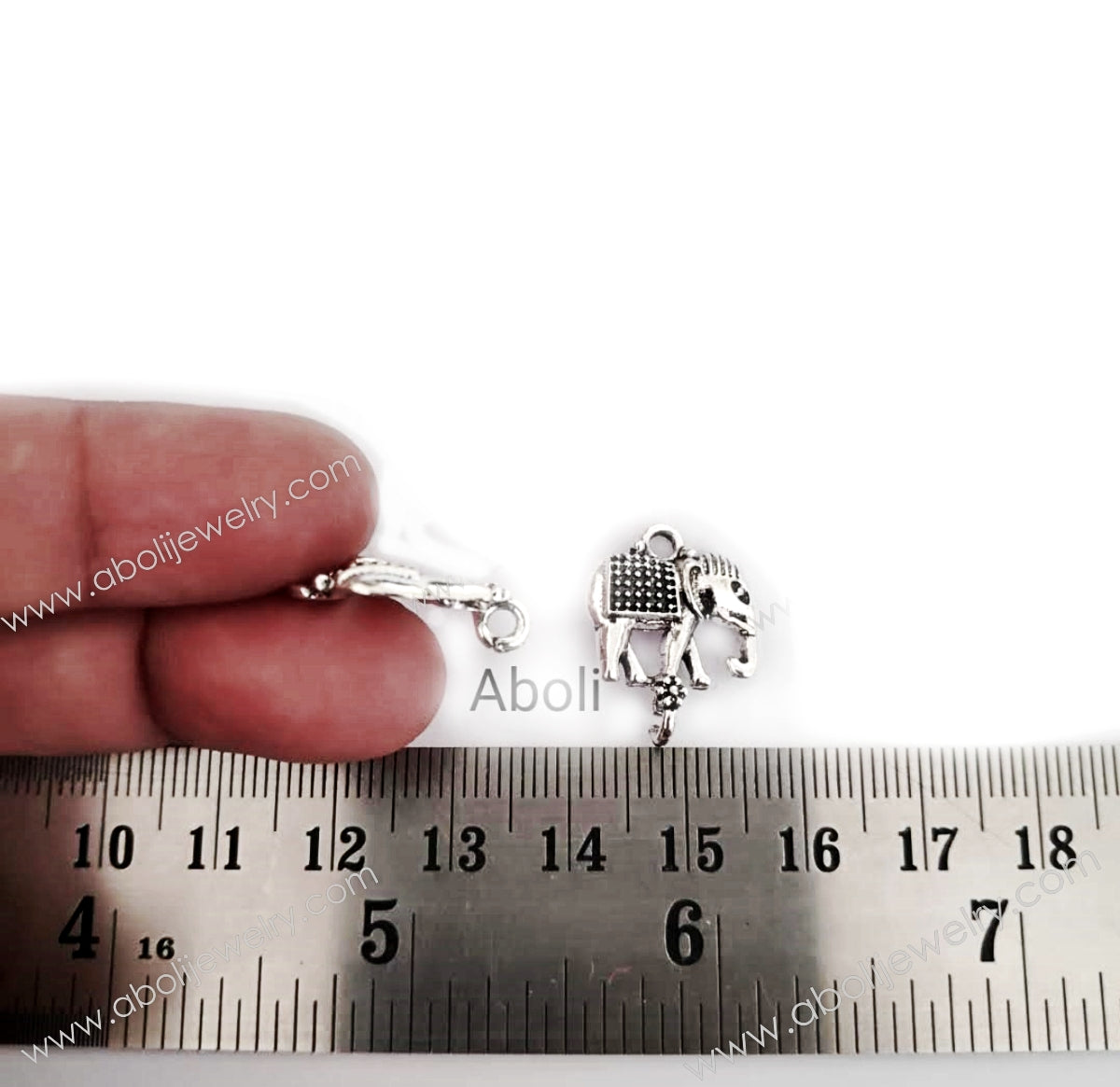 Silver elephant connector charm CHMS78 2 charms