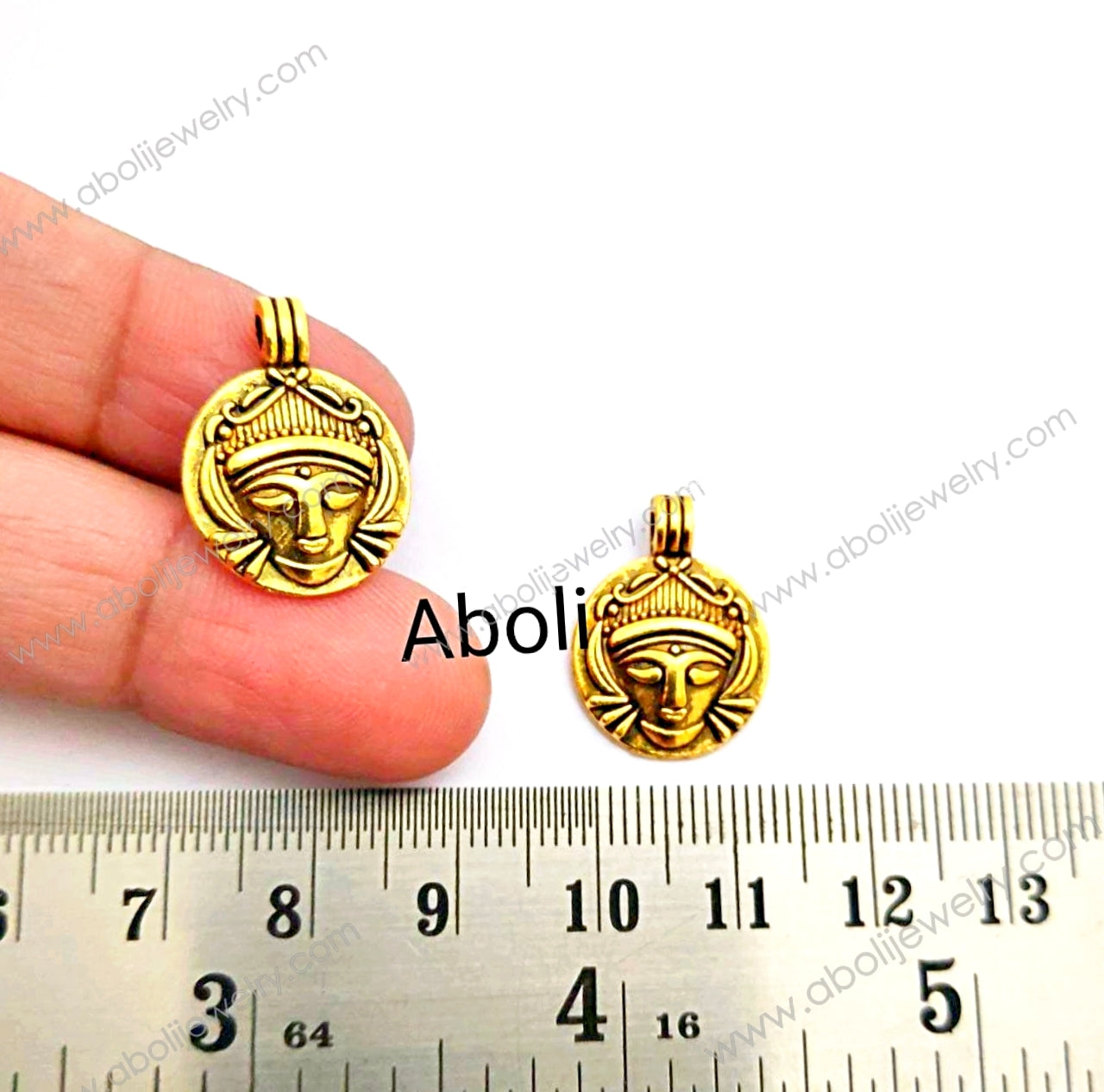 Golden Goddess face Charm Devi face CHMG30 2 charms