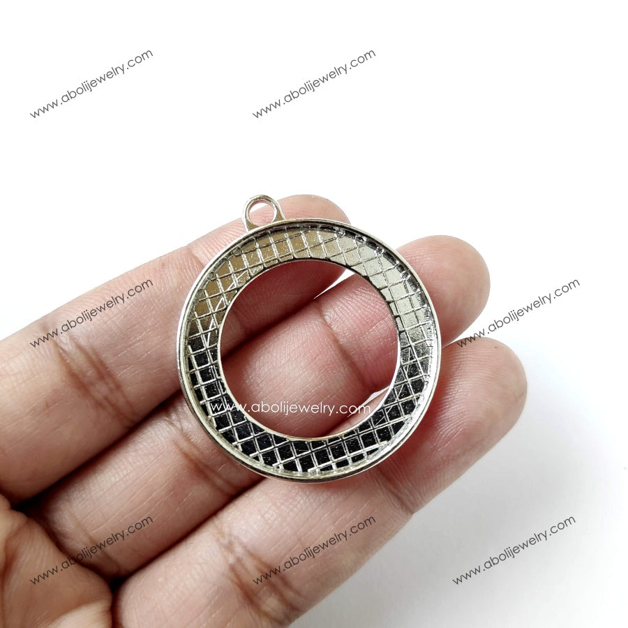 Round bezel Ring Double sided bezel open bezel charm Round bezel pendant 30 mm outer diameter BZCR3