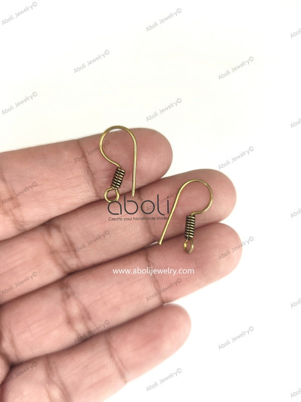 Antique bronze fishhooks earring findings Tarnish resistant brass earwires BEW05 - Jewelry Supplies