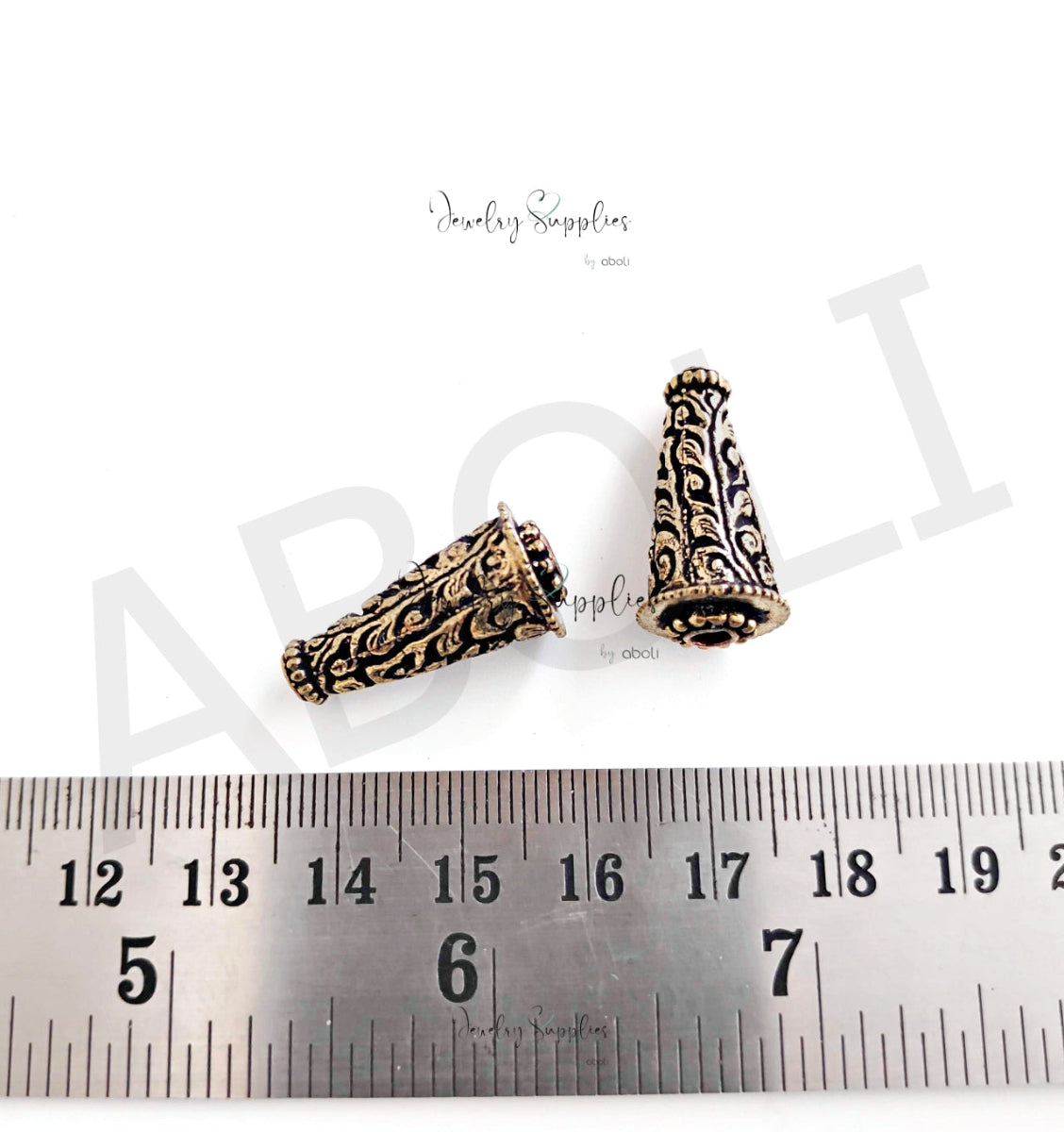 Antique golden cone brass beads 22 x 12 mm premium brass Tibetan bead FBBS24 1 bead