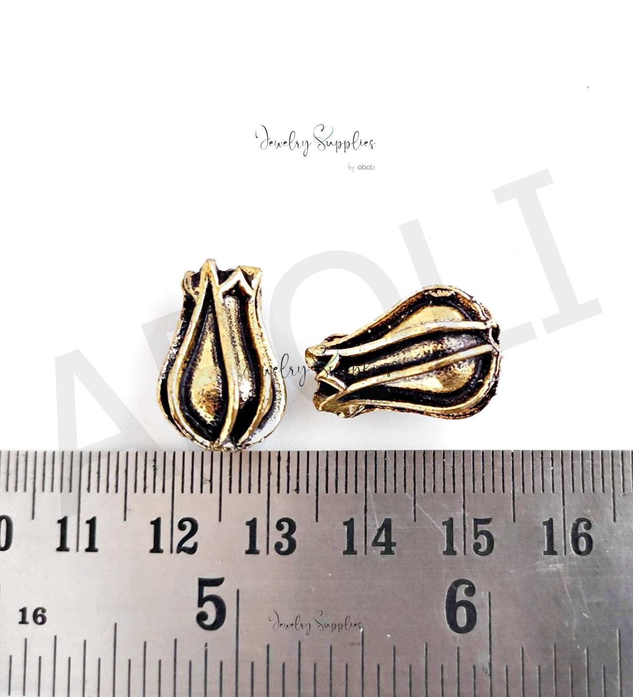 Antique golden flower bud beads 20 x 13 mm premium brass Tibetan bead FBBS28 1 bead