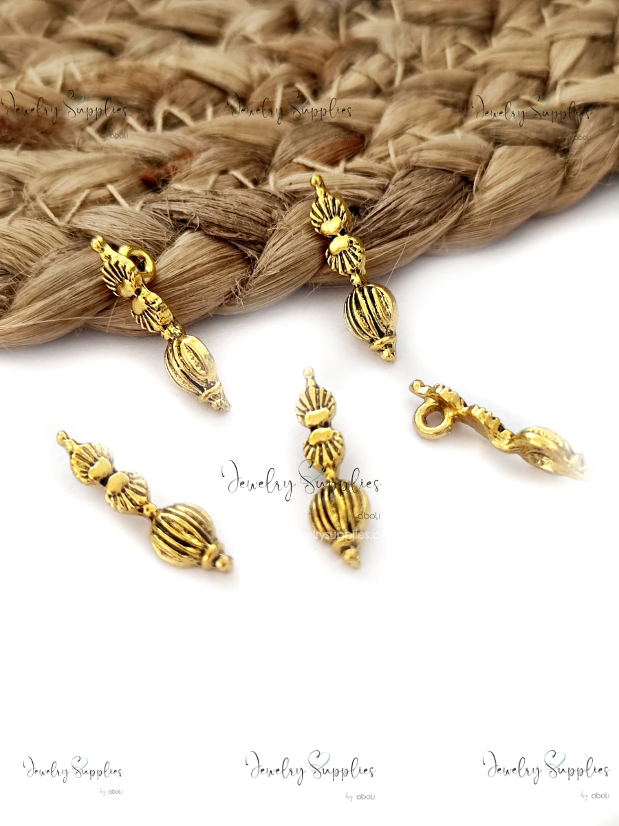 Antique golden Kolhapuri beads spacer beads for necklace GSKSB5 5 beads