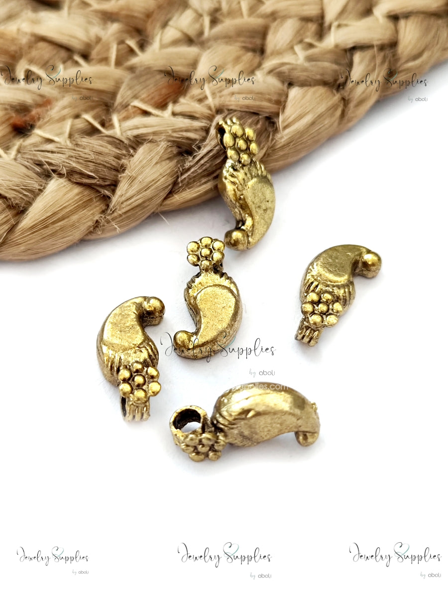 Antique golden Paisley Kolhapuri beads spacer beads for necklace GSKSB1 5 beads