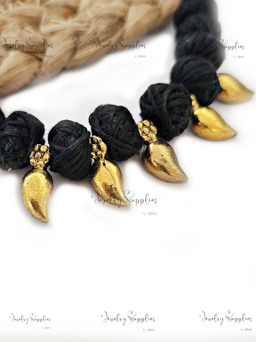 Antique golden Paisley Kolhapuri beads spacer beads for necklace GSKSB3 5 beads