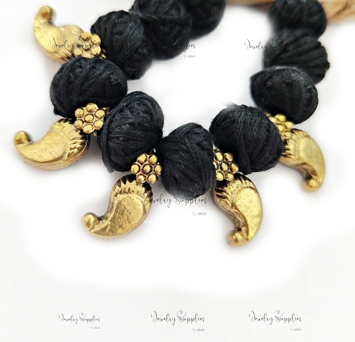 Antique golden Paisley Kolhapuri beads spacer beads for necklace GSKSB1 5 beads