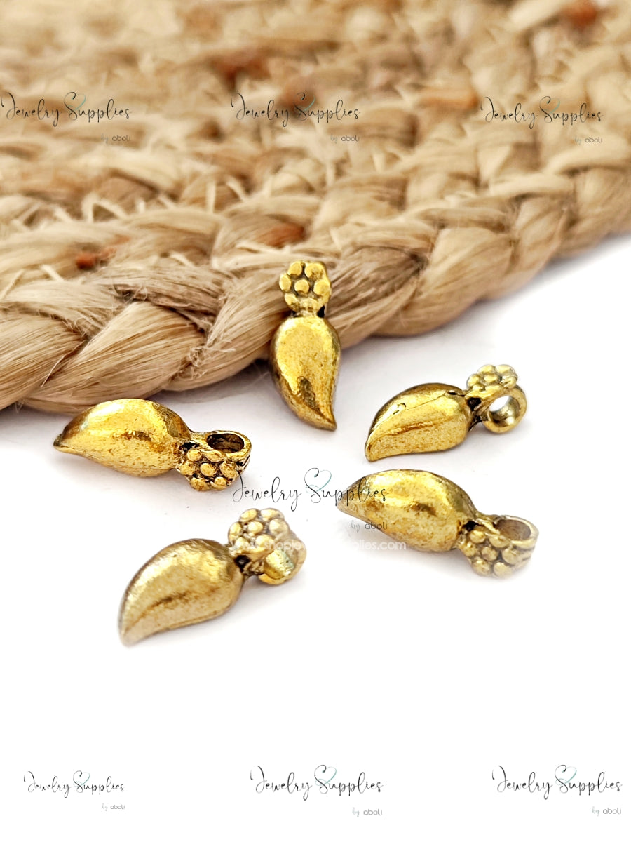 Antique golden Paisley Kolhapuri beads spacer beads for necklace GSKSB3 5 beads