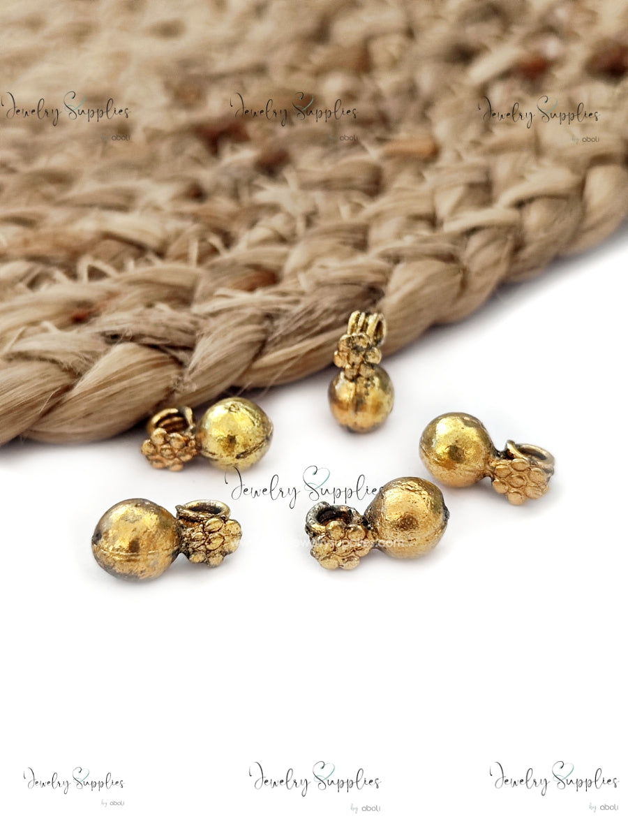 Antique golden round Kolhapuri beads spacer beads for necklace GSKSB2 2 beads