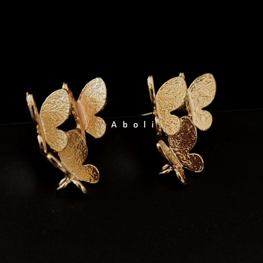 18 k gold plated butterfly earrings findings stud components brass BEF10 2 pieces LIMITED EDITION