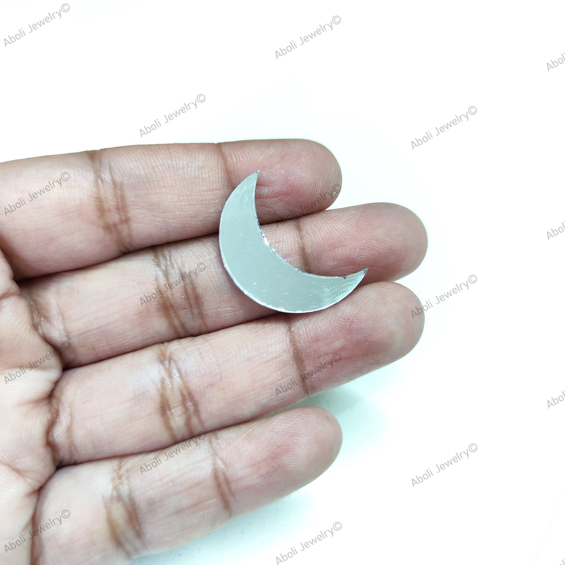 Crescent mirror for lippan work half moon shape 22 x10 mm shisha mud mirror work shisha mirror shapes - Jewelry Supplies