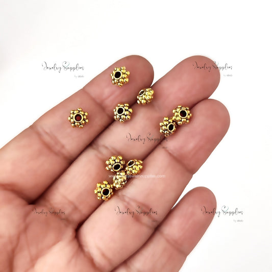 Golden flower spacer beads DSB70 10 beads