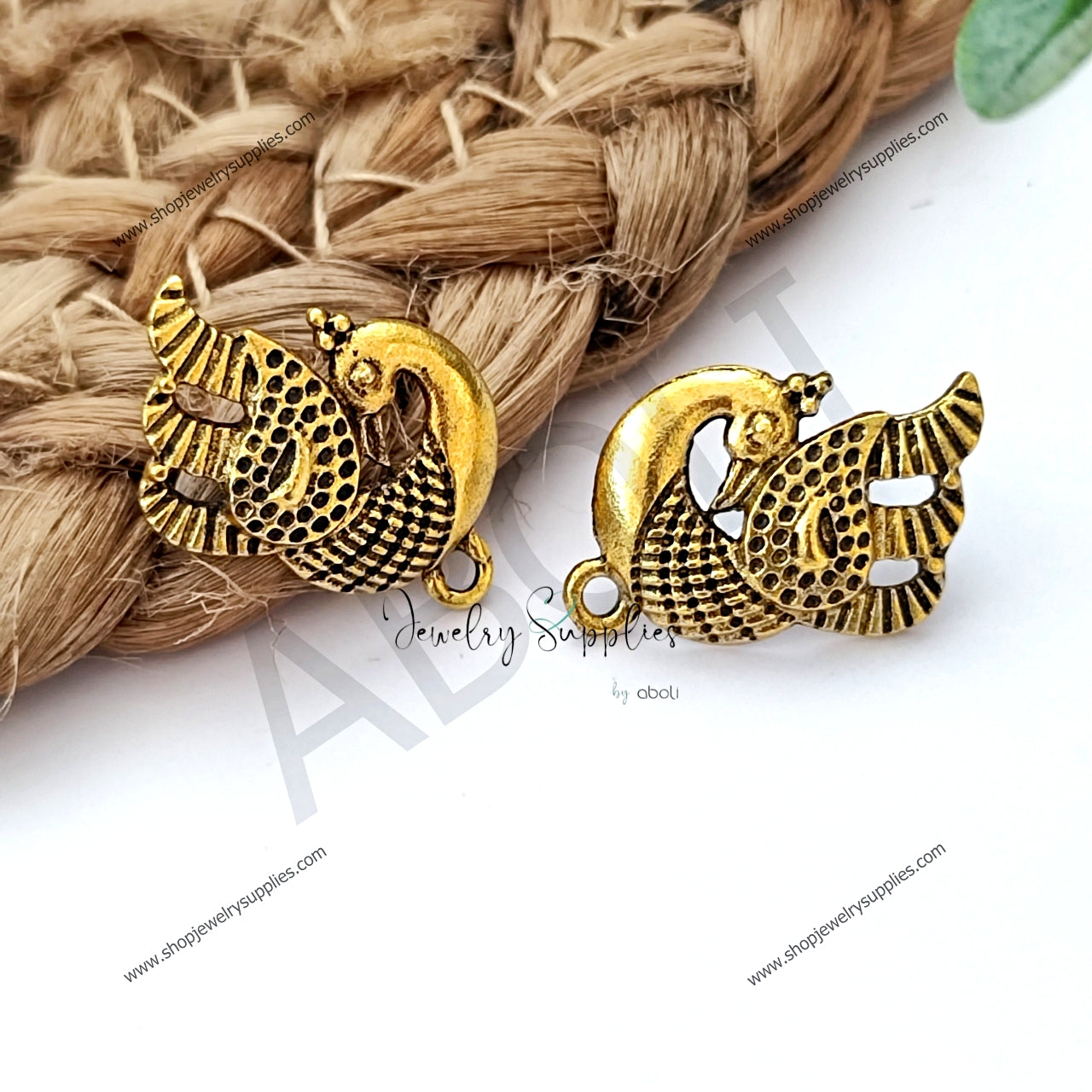 Antique golden stud earrings components metal earrings findings ESG102