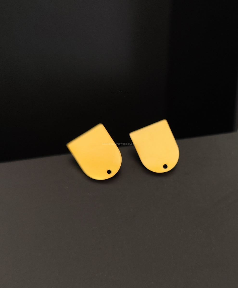 Golden 304 stainless steel U shaped stud earring findings SSEF5 2 pieces