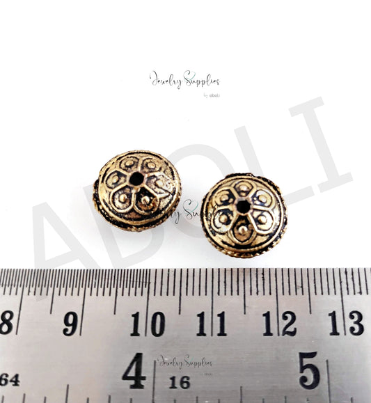 Golden Brass beads 14 x 9 mm saucer shape premium raw brass FBBS21 1 bead