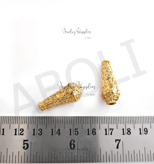 Golden Brass beads 27 x 12 mm premium brass Tibetan bead FBBS32 1 bead