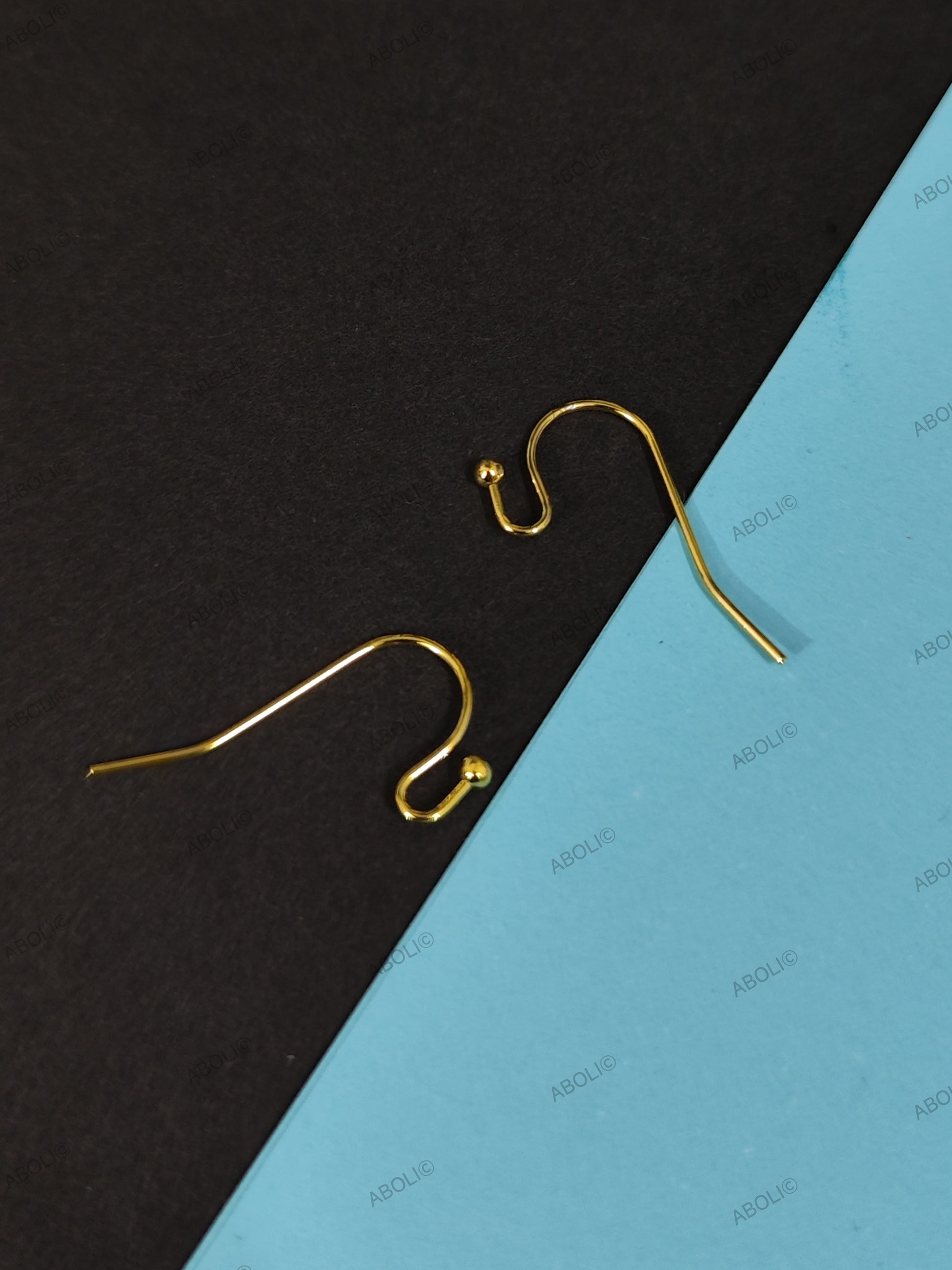 Golden earring hooks ball end brass ear wire for earrings making Lead & Cadmium free BEW101 2 pieces