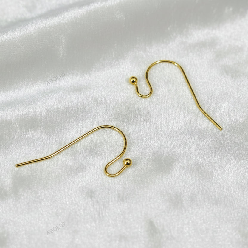 Golden earring hooks ball end brass ear wire for earrings making Lead & Cadmium free BEW101 2 pieces