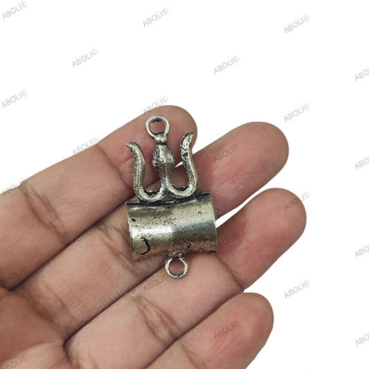 Oxidised silver Trident Damru Shiva pendant rakhi connector SP235