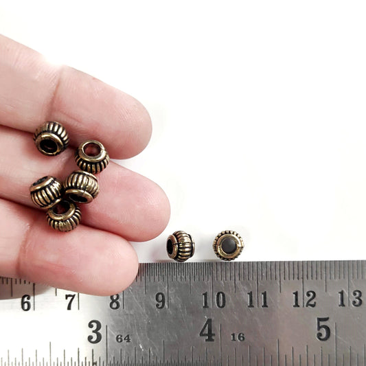 Antique bronze pumpkin spacer beads DSB67 2 beads