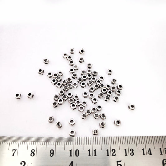 German silver cube spacer beads DSB60 10 gm
