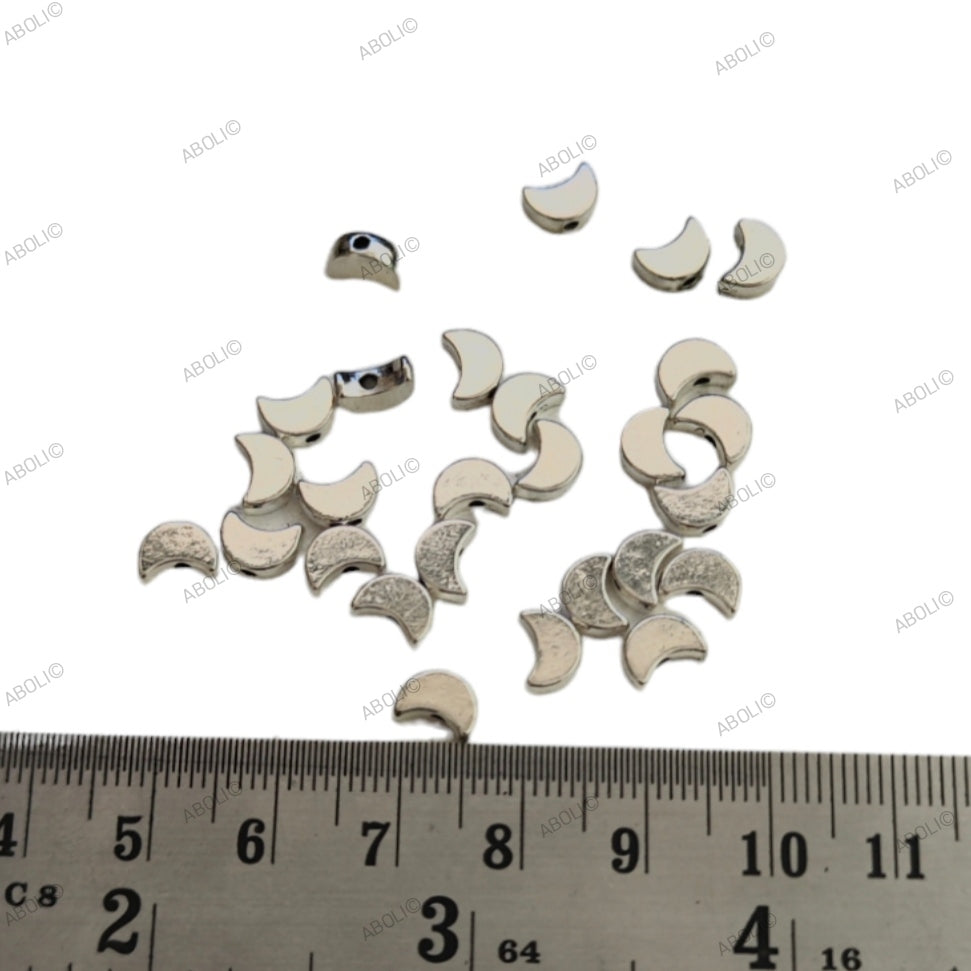 Silver crescent spacer beads silver moon spacer beads DSB83 10 gm