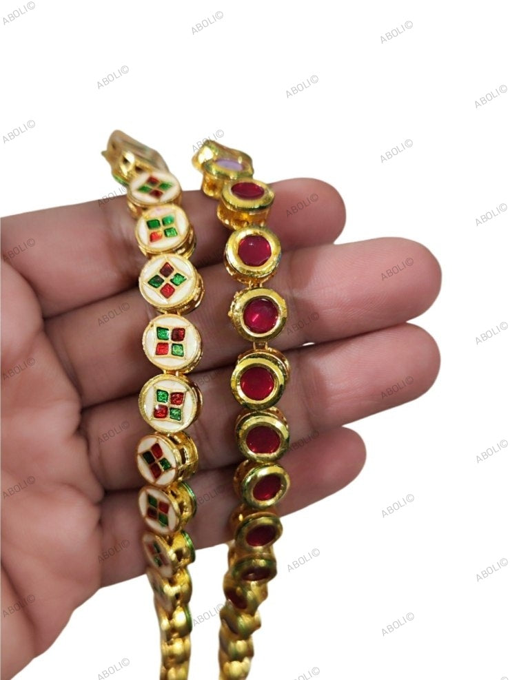 Jadau red kundan stone bead for invisible necklace affordable artificial stone 1 piece IAJK11