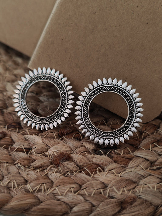 Oxidized silver circle earrings resin jhumka findings ESS211