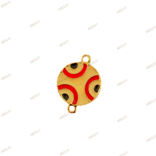 Red ivory round evil eye  Round evil eye connector charm Evil eye bracelet connector