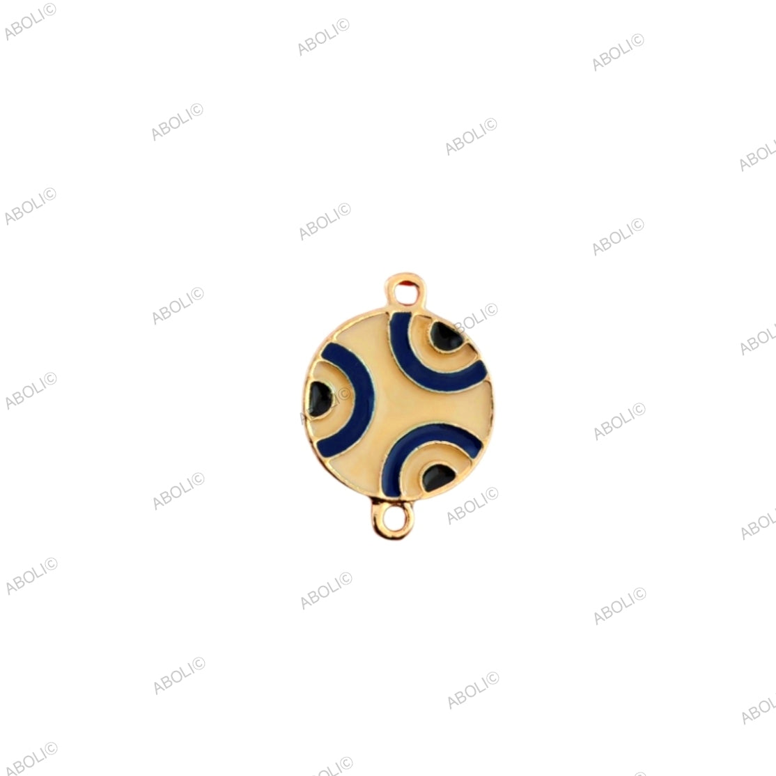 Blue ivory round evil eye Round evil eye connector charm Evil eye bracelet connector
