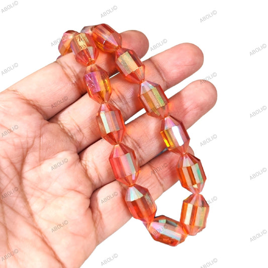 Iris Barrel shaped Faceted crystal glass beads 15x 10 mm glass beads FGB85