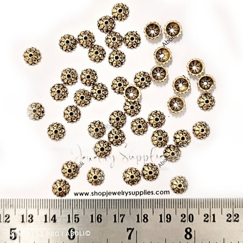 Golden bead caps 9 mm metal beadcaps MBCG22 10 gm