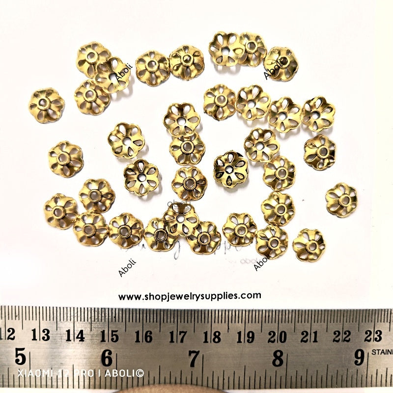 Golden bead caps 10 mm metal beadcaps MBCG24 10 gm