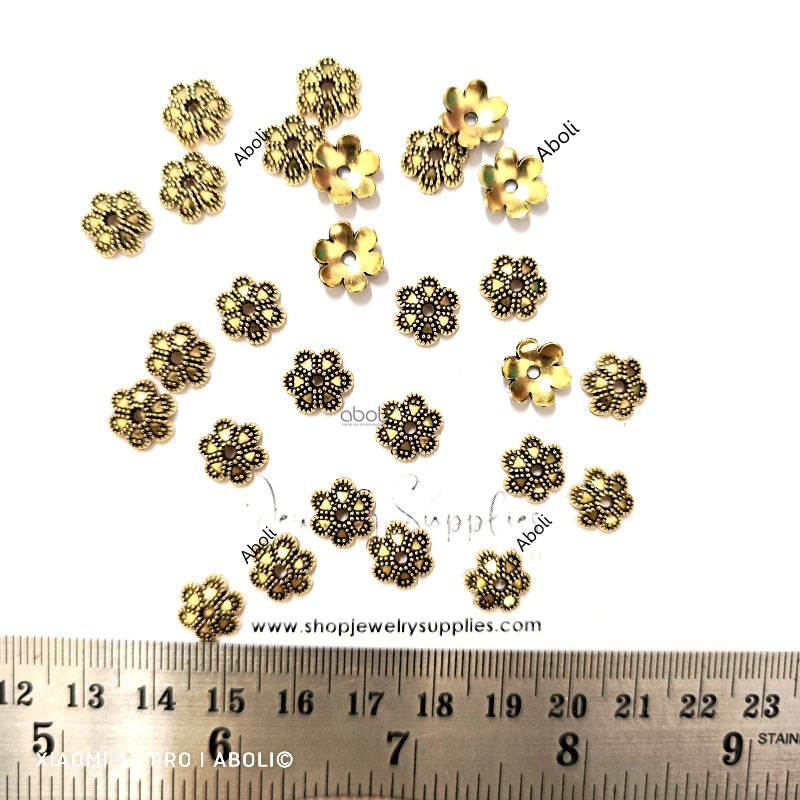Golden bead caps 10 mm metal beadcaps MBCG25 10 gm