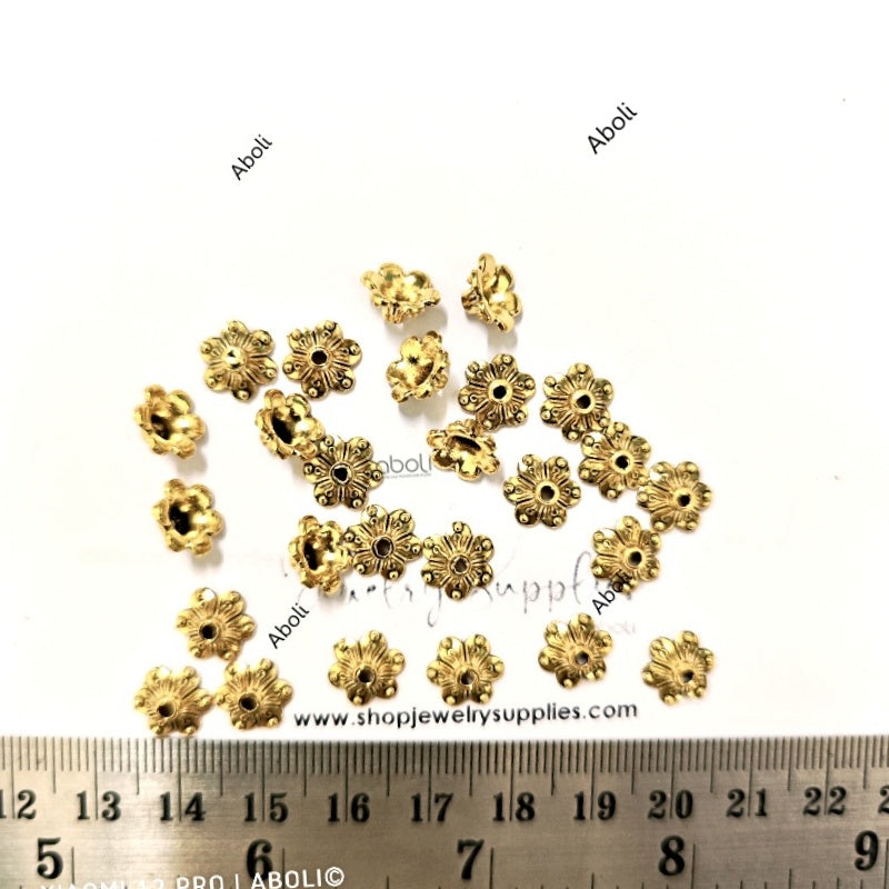 Golden bead caps 10 mm metal beadcaps MBCG26 10 gm