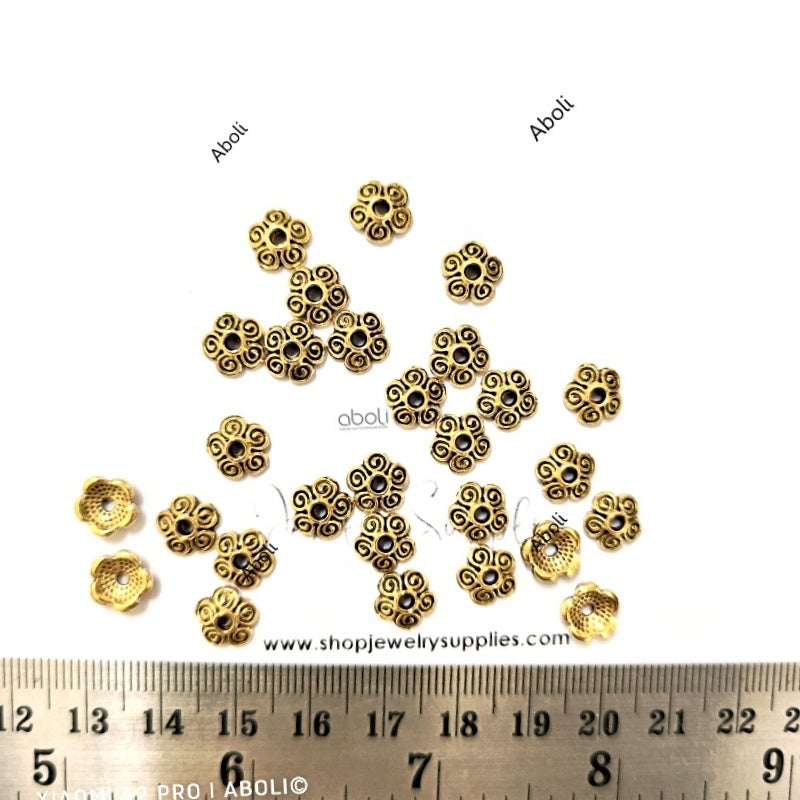 Golden bead caps 9 mm metal beadcaps MBCG27 10 gm