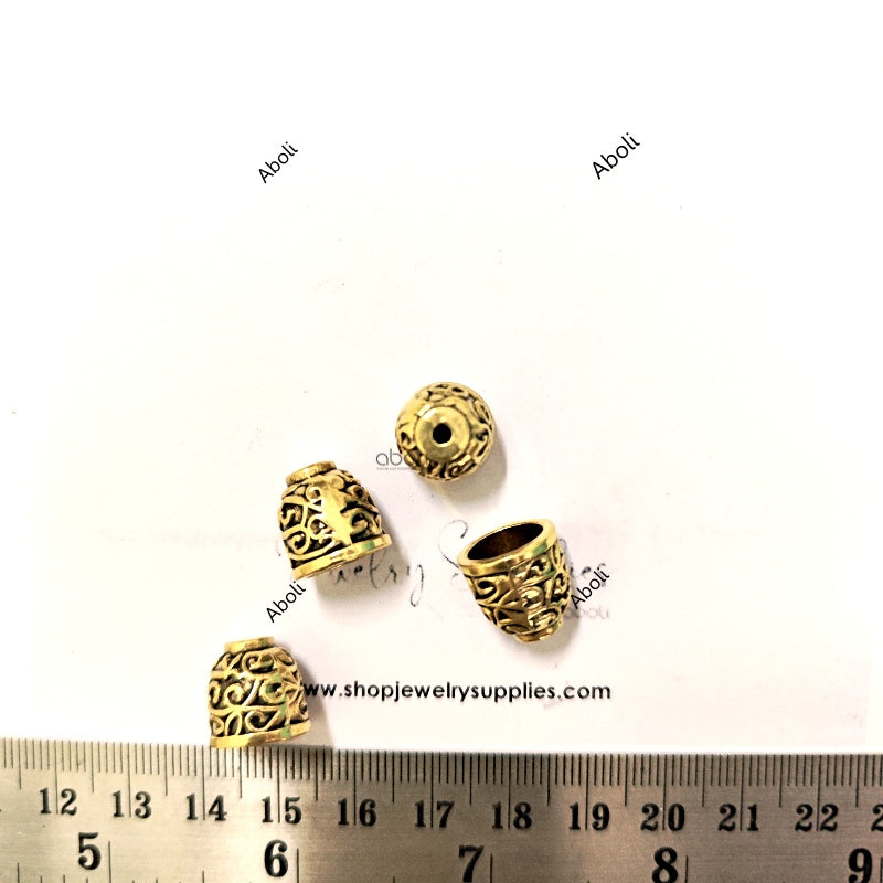 Golden bead caps 12 mm metal beadcaps MBCG30 10 gm