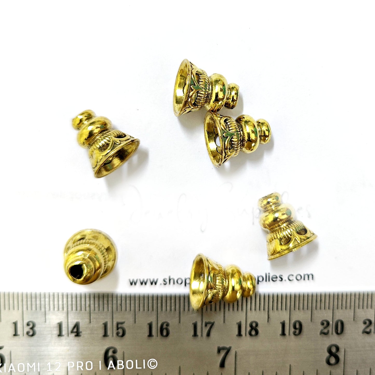 Golden bead caps metal beadcaps 12 mm MBCG31 10 gm