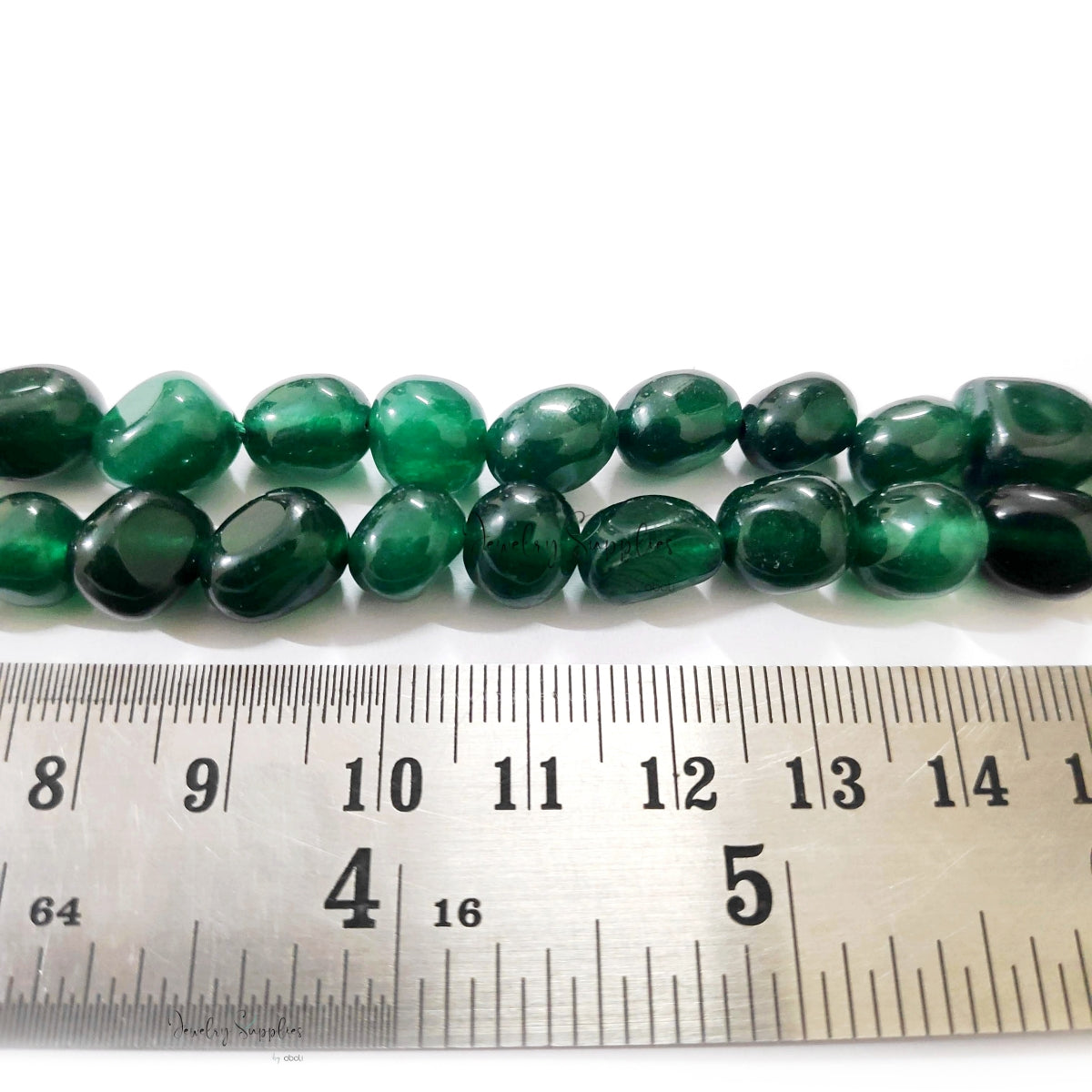Onyx tumble beads dark green gemstone OXB46