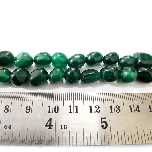 Onyx tumble beads dark green gemstone OXB46