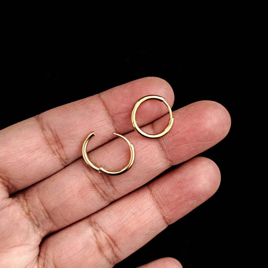 PVD vacuum plating Real 18K gold plated huggie hoop earrings 304 stainless steel PVDHHG13 2 pieces