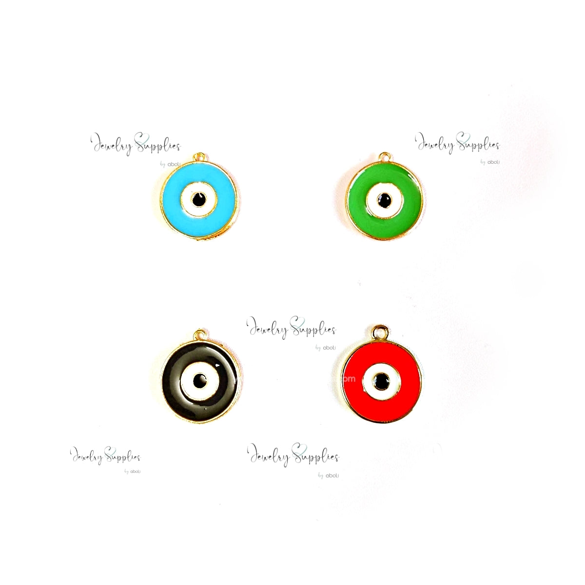 Black round evil eye charm pendant for evil eye necklace DIY jewellery making