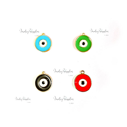 Blue round evil eye charm pendant for evil eye necklace DIY jewellery making