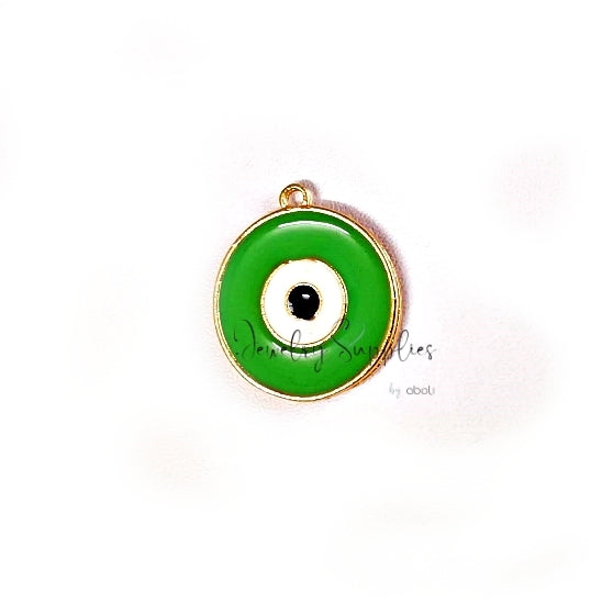 Green evil eye charm pendant for evil eye necklace DIY jewellery making