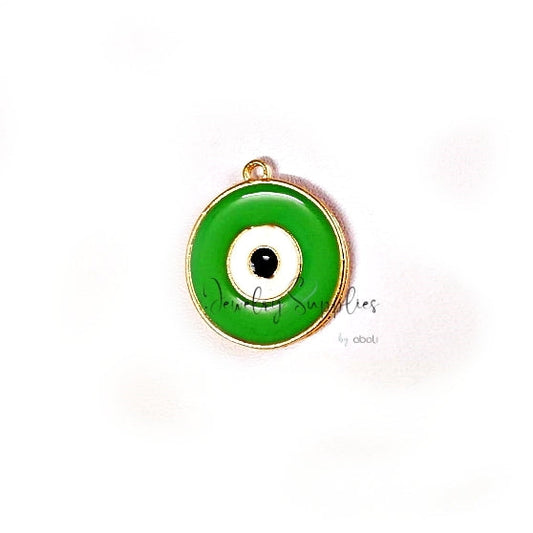 Green evil eye charm pendant for evil eye necklace DIY jewellery making
